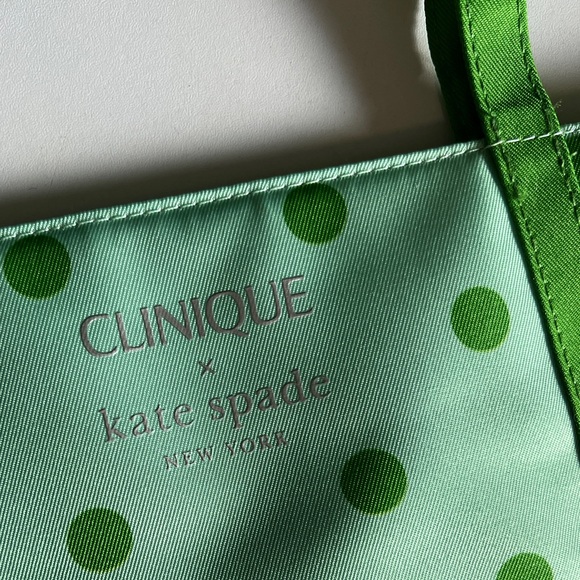 Kate Spade x Clinique 2 Piece Polka Dot Set Tote Bag Makeup Bag - Picture 10 of 11